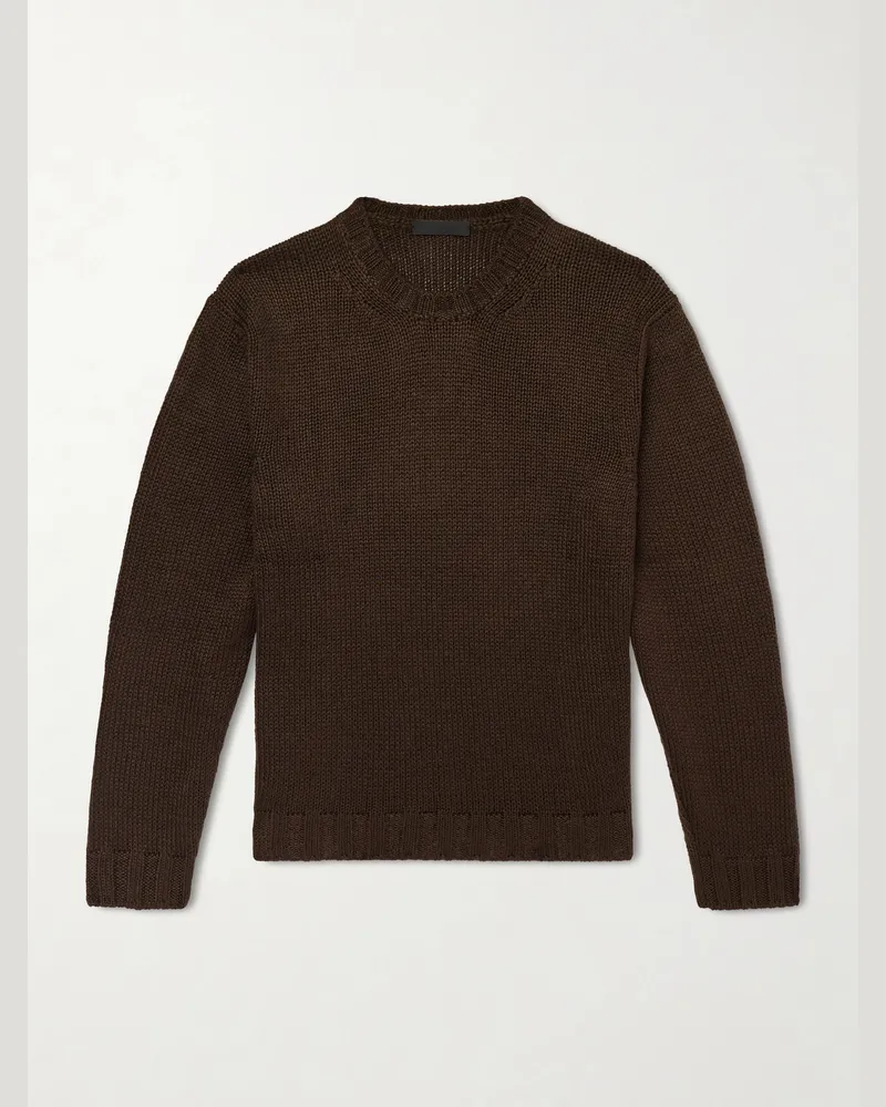 SAMAN AMEL Gio Slim-Fit Silk Sweater Brown