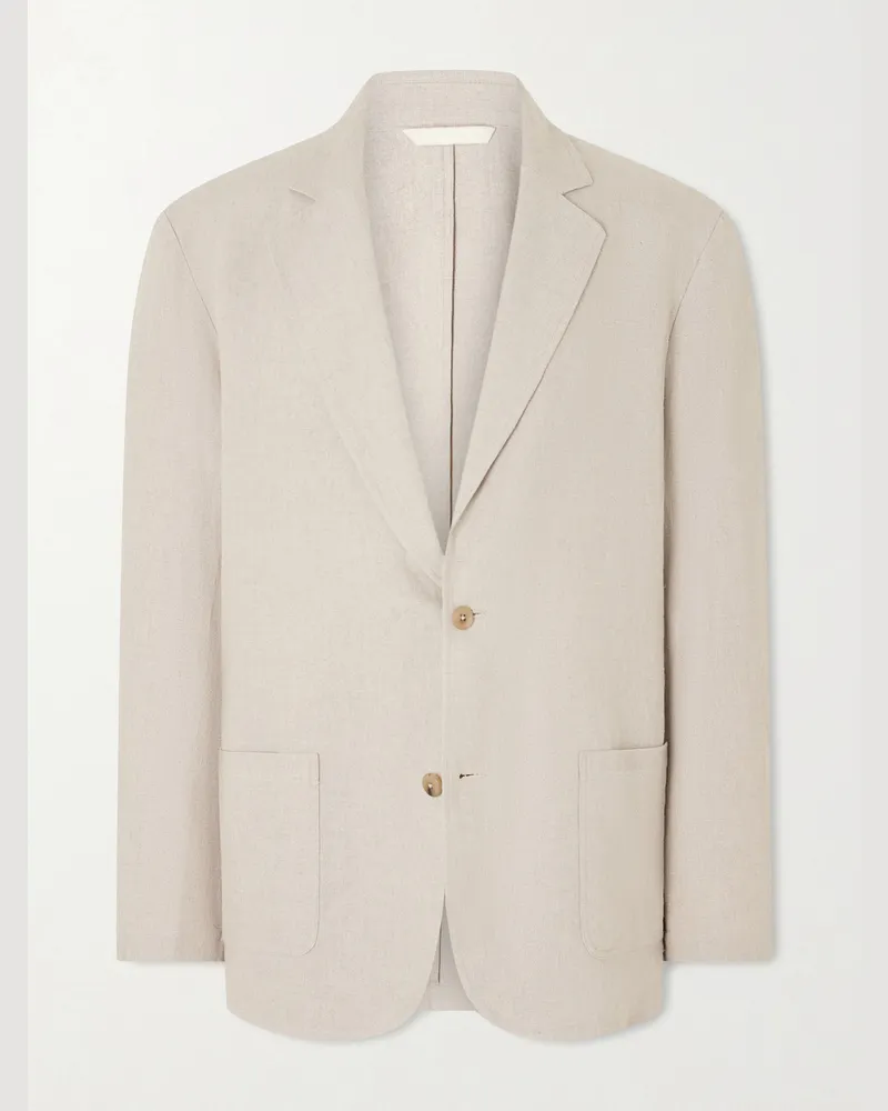 De Bonne Facture Writer's Unstructured Linen Suit Jacket Neutrals