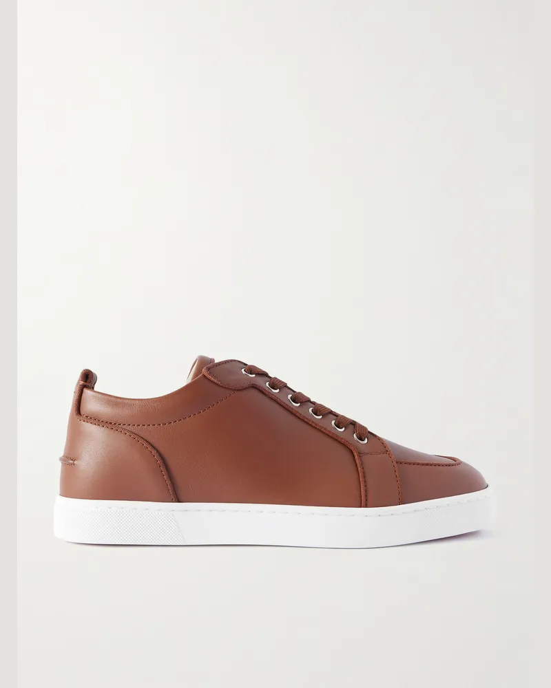 Christian Louboutin Rantulow Orlato Grosgrain-Trimmed Full-Grain Leather Sneakers Brown