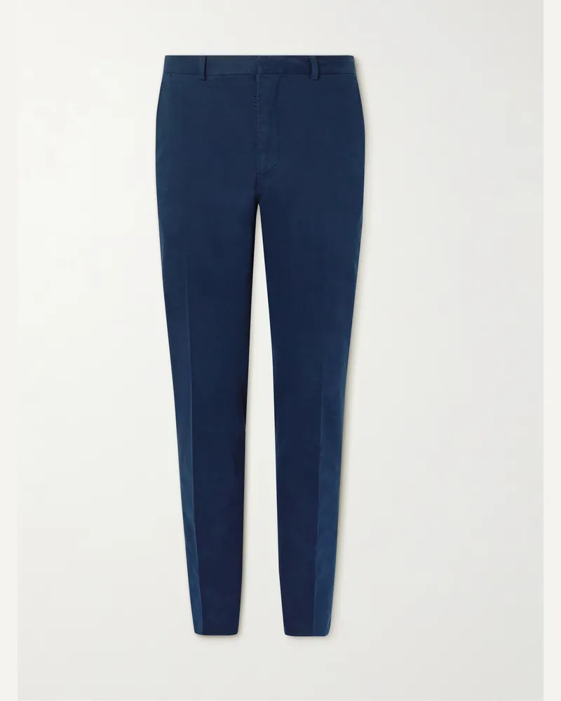 Ralph Lauren Straight-Leg Stretch-Cotton Twill Suit Trousers Blue