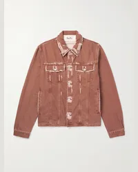 Séfr Benicio Jeansjacke in Distressed-Optik Rot