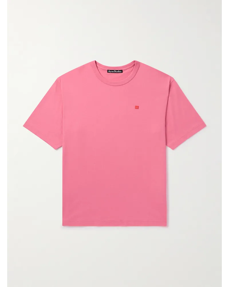 Acne Studios Exford T-Shirt aus Baumwoll-Jersey mit Logoapplikation Pink