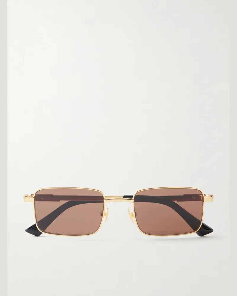 Bottega Veneta Squared-Frame Metal Sunglasses Gold