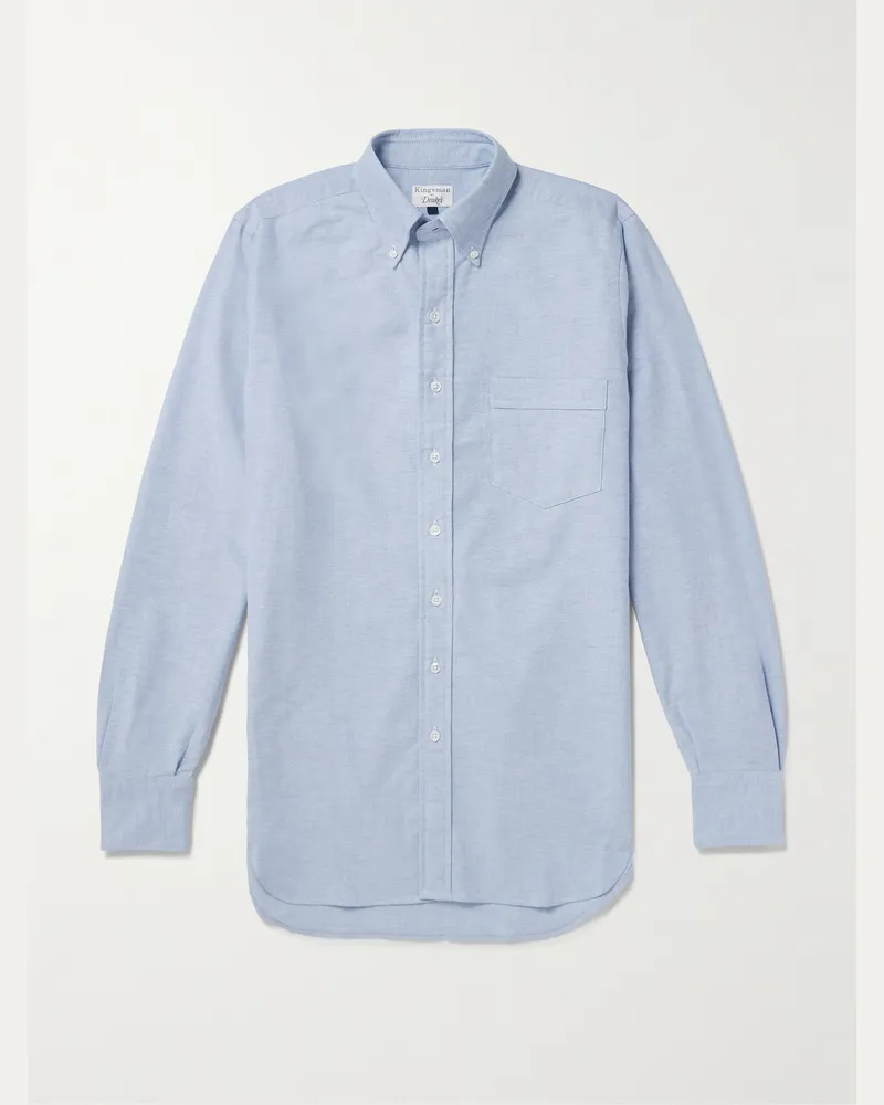 Kingsman Drake's Hemd aus Baumwoll-Oxford mit Button-Down-Kragen Blau