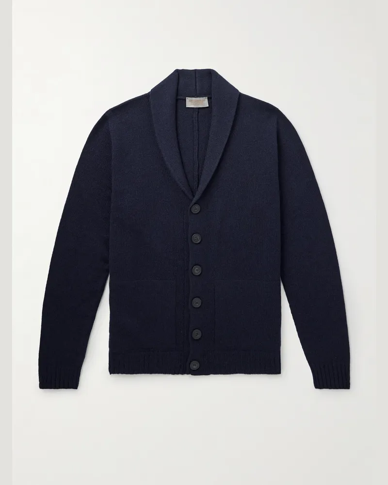 John Smedley Rockford Cardigan aus einer Mischung aus recyceltem Kaschmir und Merinowolle mit Schalkragen Blau