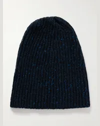 Inis Meáin Beanie aus Kaschmir in Rippstrick Blau