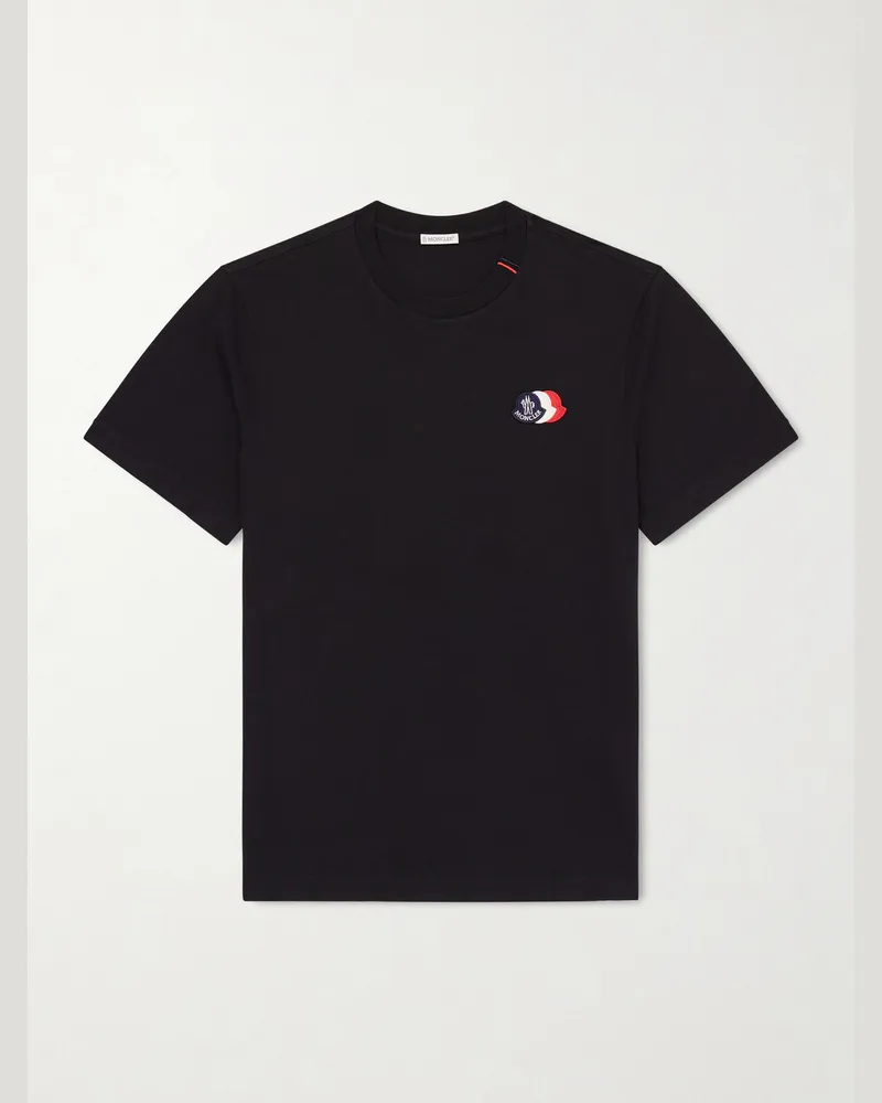 Moncler Logo-Appliquéd Cotton-Jersey T-Shirt Black