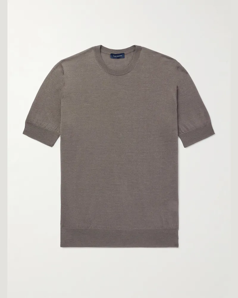 Thom Sweeney T-Shirt aus einer Kaschmir-Seidenmischung Braun