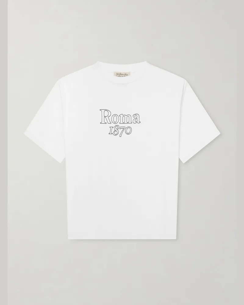 Remi Relief Roma 1870 Embroidered Cotton-Jersey T-Shirt Neutrals