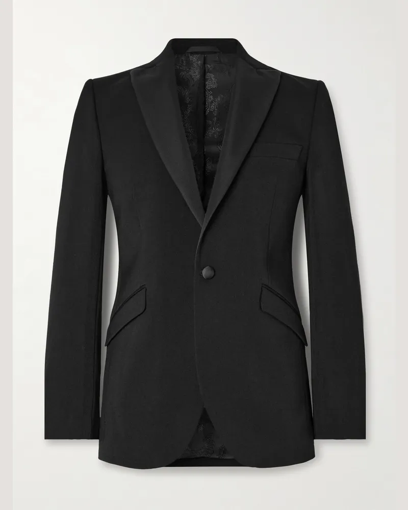 Favourbrook Hampton schmal geschnittene Smokingjacke aus Wolle mit Ripsband Schwarz