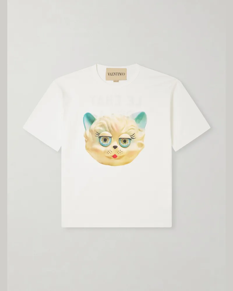Valentino Garavani Le Chat De La Maison T-Shirt aus Baumwoll-Jersey mit Print Neutral