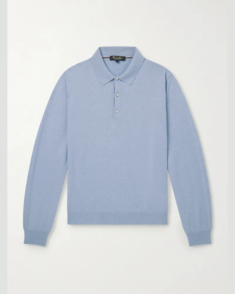 Loro Piana Cashmere Polo Shirt Blue