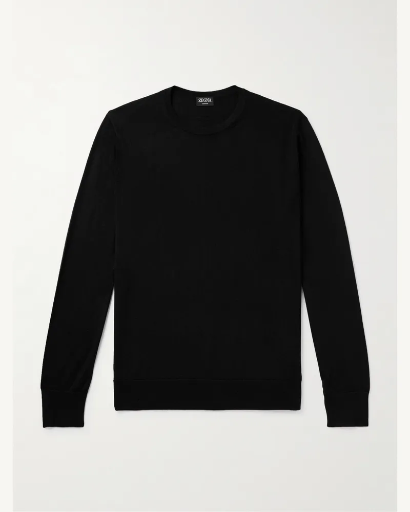 Ermenegildo Zegna Cashmere and Silk-Blend Sweater Black