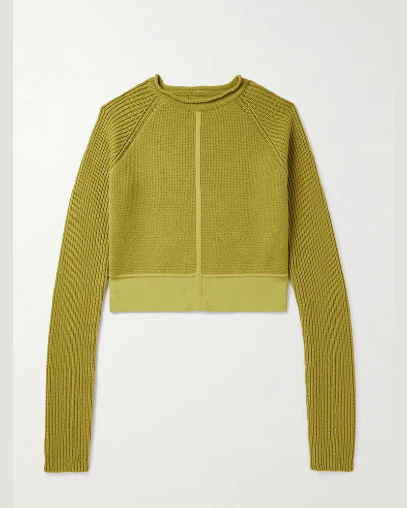 Rick Owens Verkürzter Pullover aus einer Kaschmir-Wollmischung in Rippstrick Grün