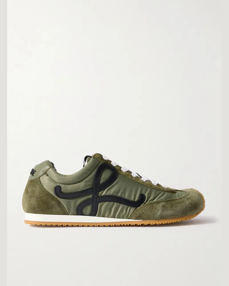 Loewe Ballet Runner 2.0 Logo-Appliquéd Shell, Suede and Leather Sneakers Green