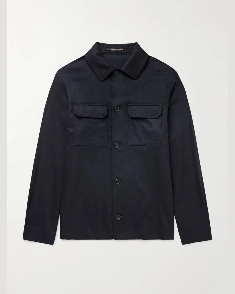 Incotex Hemdjacke aus Filz aus einer Schurwollmischung Blau
