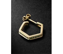 Hexagon Medium einzelne Creole aus Gold mit Diamanten