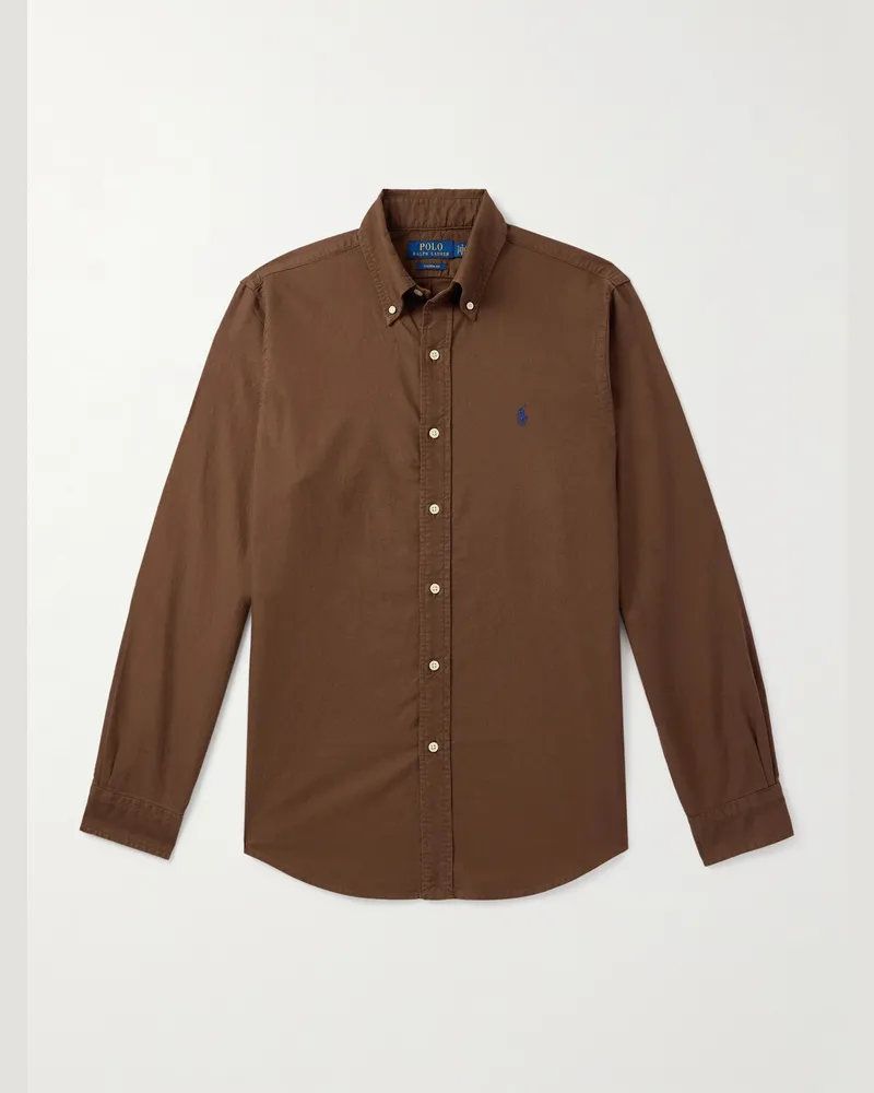 Ralph Lauren Hemd aus Baumwoll-Oxford mit Button-Down-Kragen und Logostickerei Braun