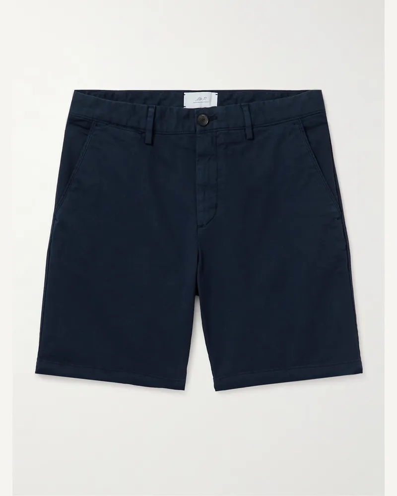 MR P. Straight-Leg Garment-Dyed Cotton-Blend Twill Bermuda Shorts Blue