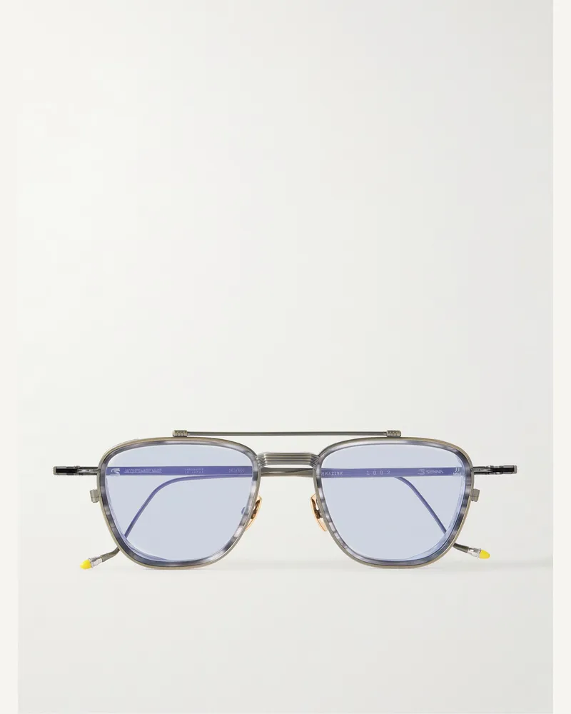 Jacques Marie Mage Ayrton Senna 1992 Sonnenbrille mit D-Rahmen aus Beta-Titan und Azetat in Schildpattoptik Grau