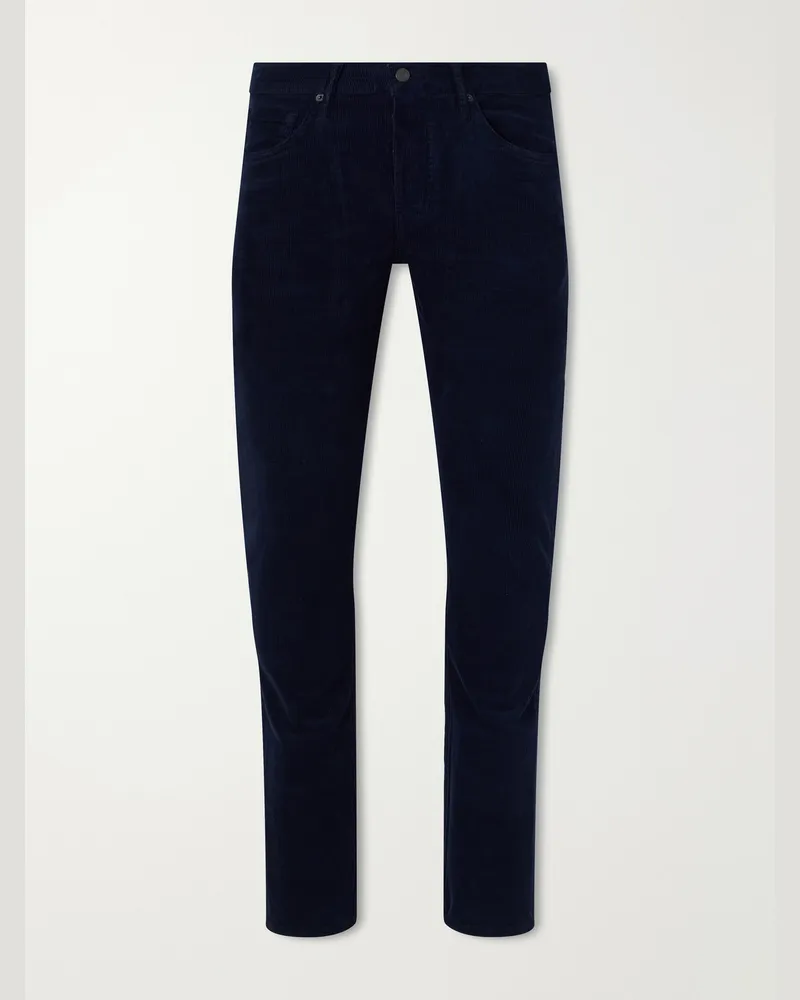 Tom Ford Slim-Fit Cotton-Blend Corduroy Trousers Blue
