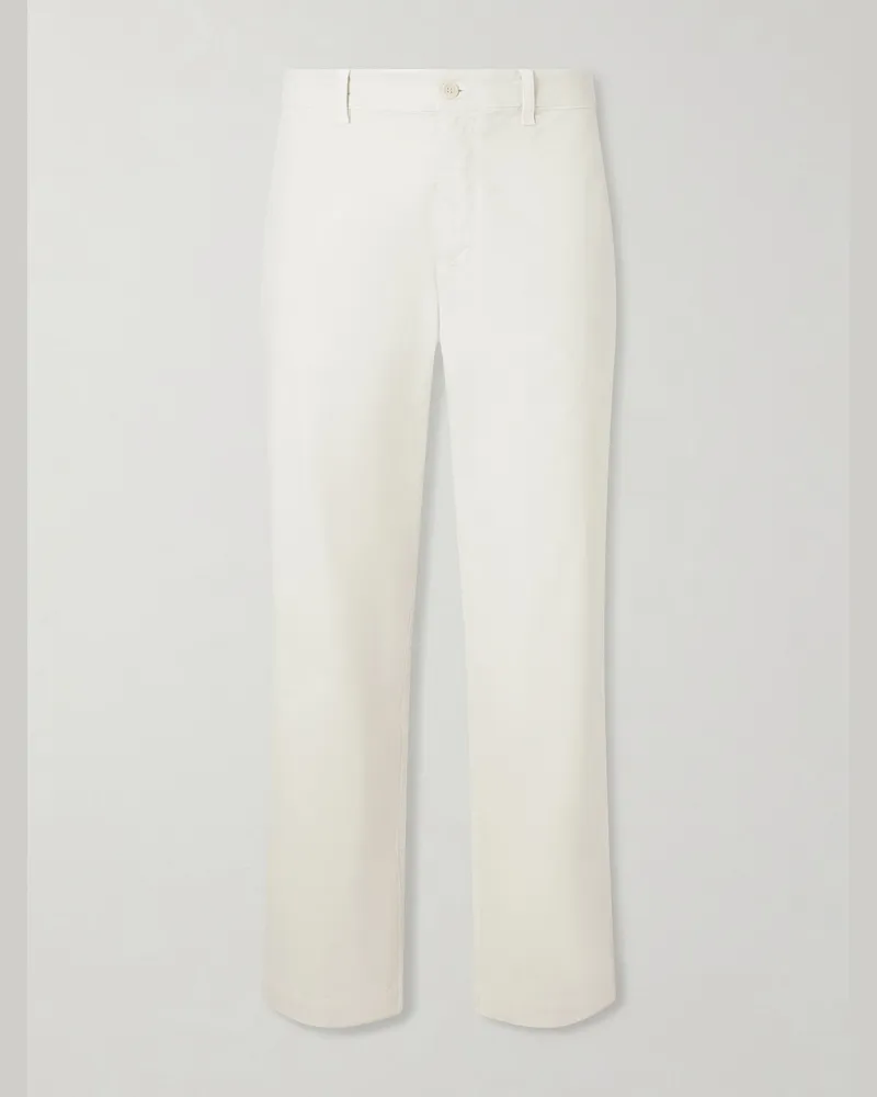 Nili Lotan Alessio Straight-Leg Stretch Cotton-Blend Twill Trousers White