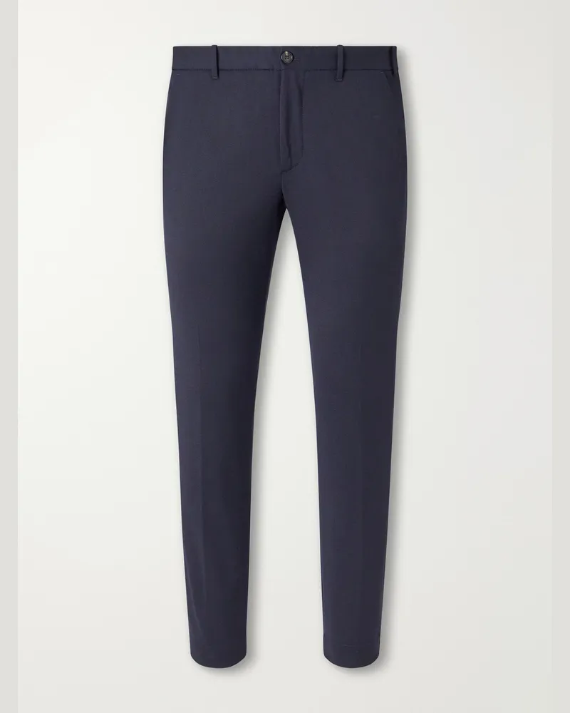 Slowear Incotex Teknosartorial Tapered Drawstring Mélange Twill Trousers Blue