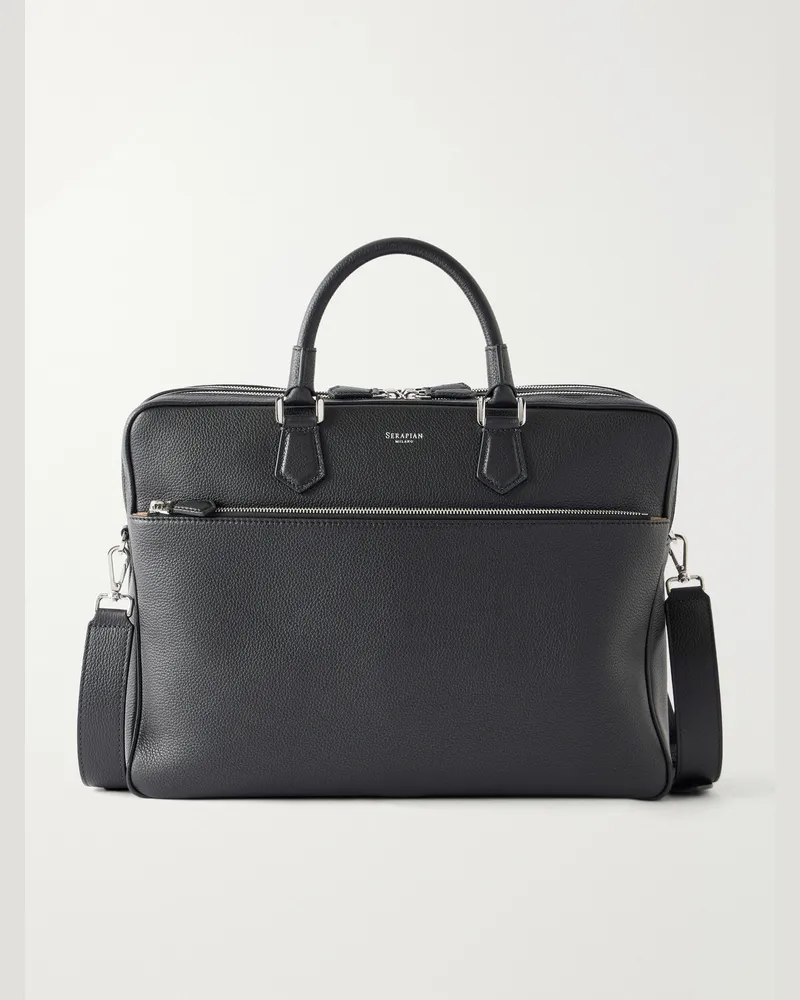 Serapian Full-Grain Leather Briefcase Black