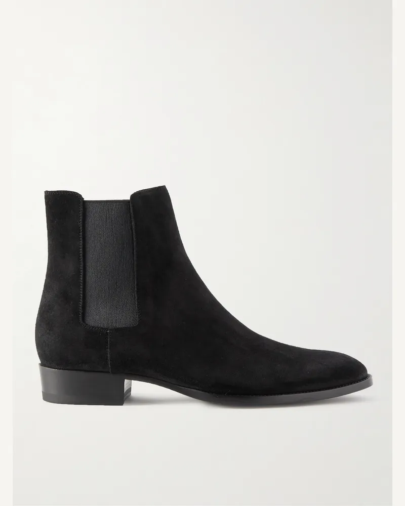 Saint Laurent Wyatt Chelsea Boots aus Veloursleder Schwarz