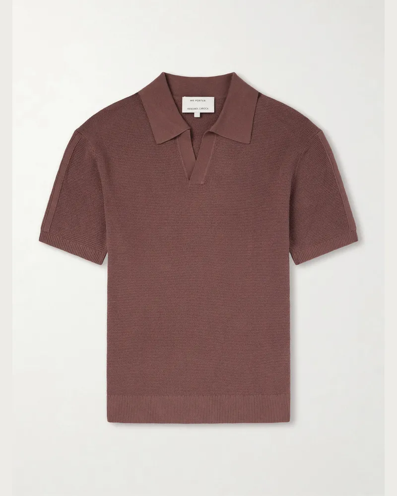 Frescobol Carioca Rino Knitted Cotton Polo Shirt Brown