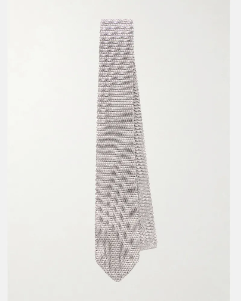 MR P. 7cm Knitted Silk Tie Neutrals