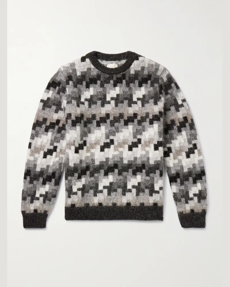 Aimé Leon Dore Pullover aus Jacquard-Strick aus einer Alpakawollmischung Grau