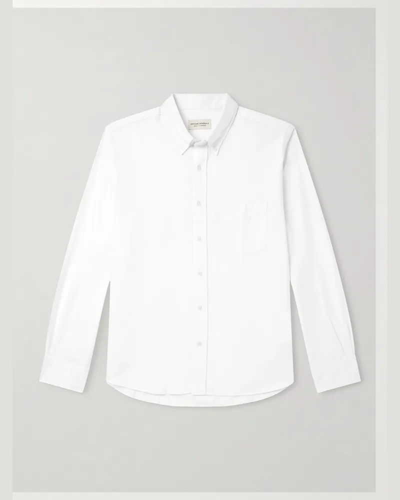 Officine Generale Hemd aus Baumwoll-Oxford mit Button-Down-Kragen Weiß