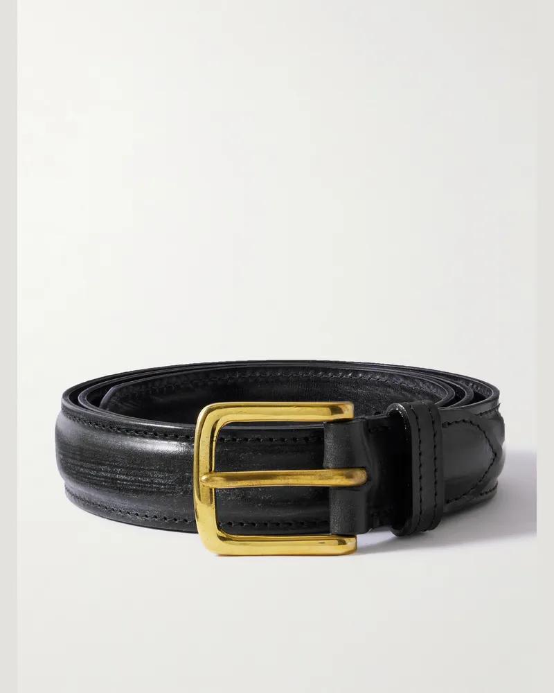 Drake's Gürtel aus Leder, 3 cm Schwarz