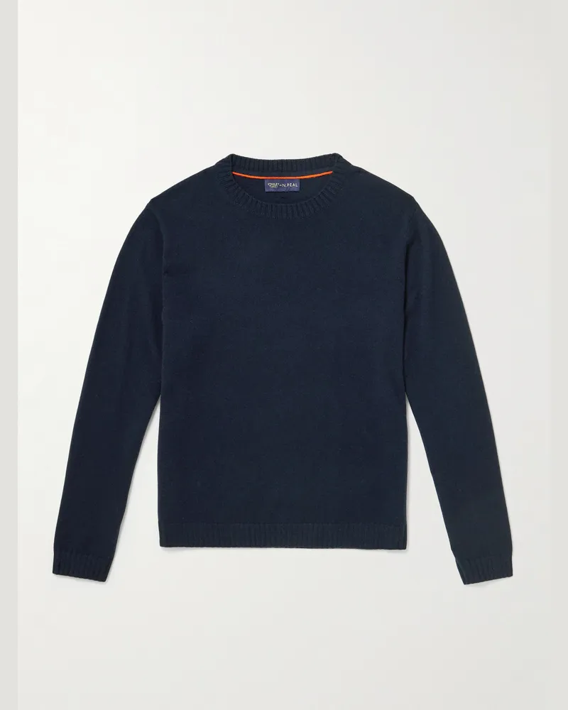 N.Peal Stanley Tucci Organic Cashmere Sweater Blue
