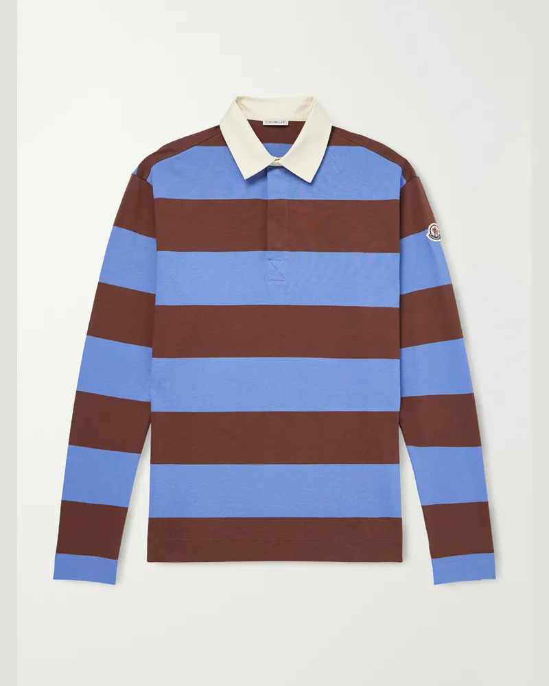 Moncler Logo-Appliquéd Striped Cotton-Jersey Polo Shirt Multi