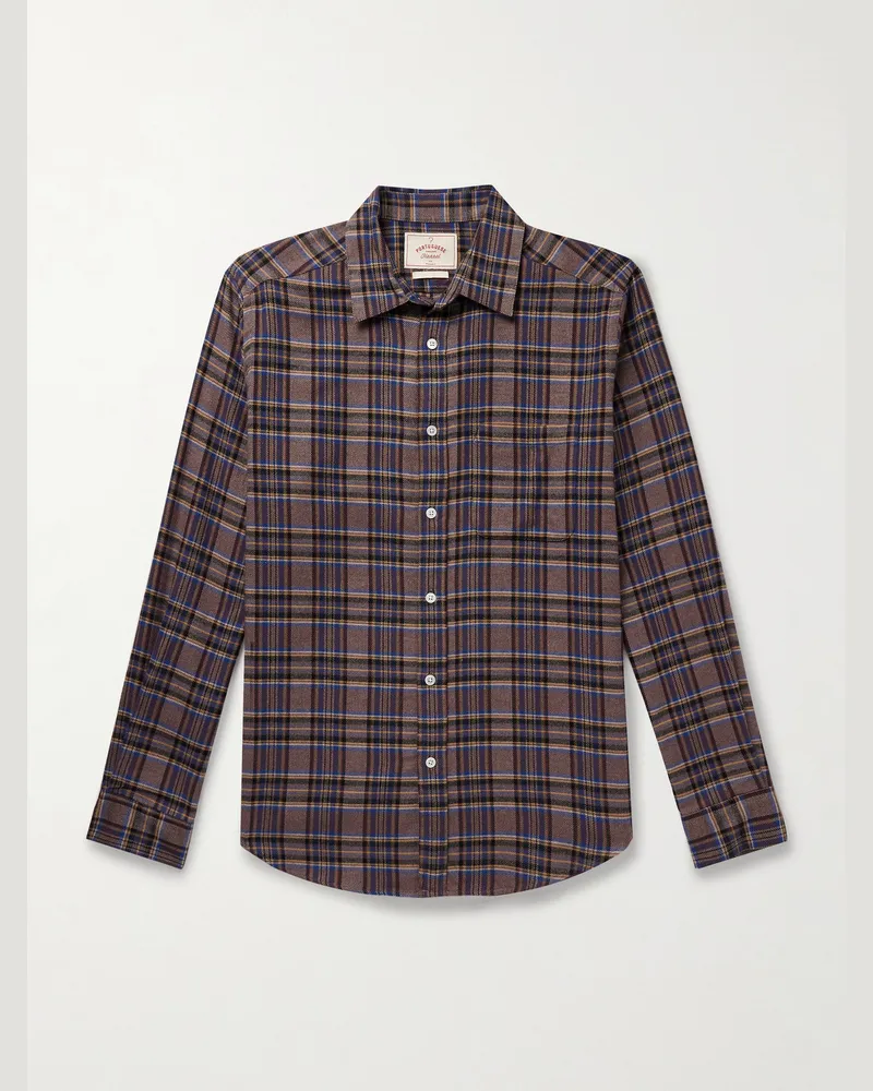 Portuguese Flannel Teca kariertes Hemd aus Biobaumwollflanell Braun