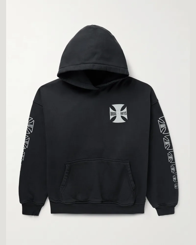 RHUDE Hoodie aus Baumwoll-Jersey mit Logoprint Schwarz
