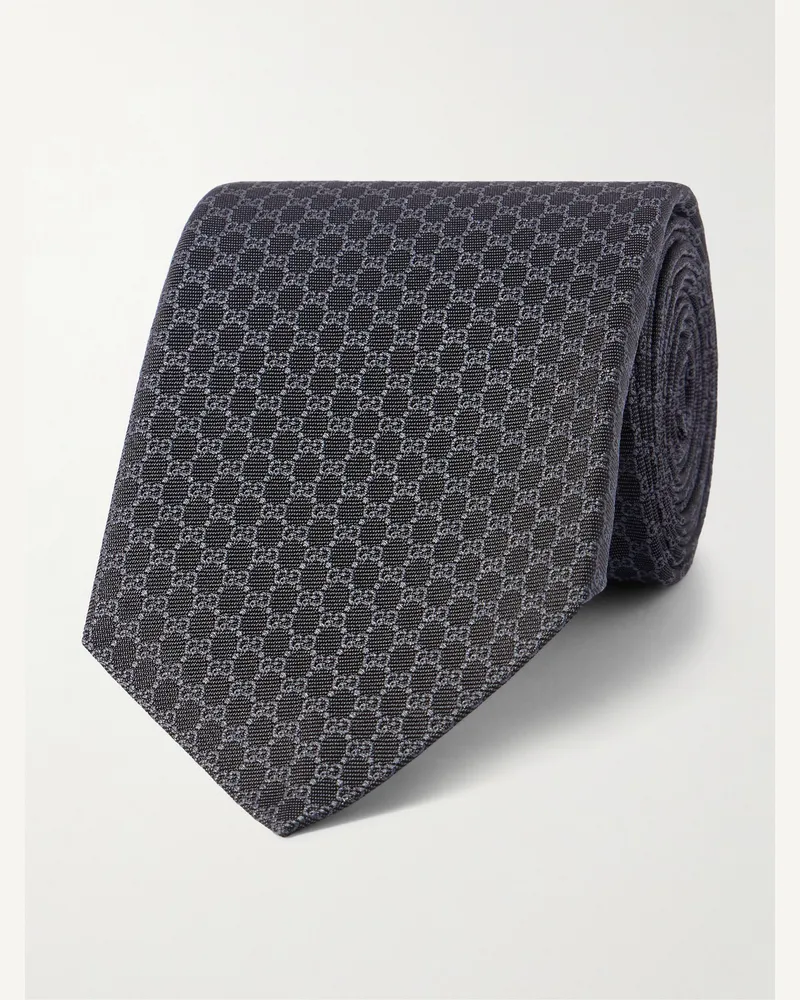 Gucci 7cm Logo-Jacquard Silk Tie Black