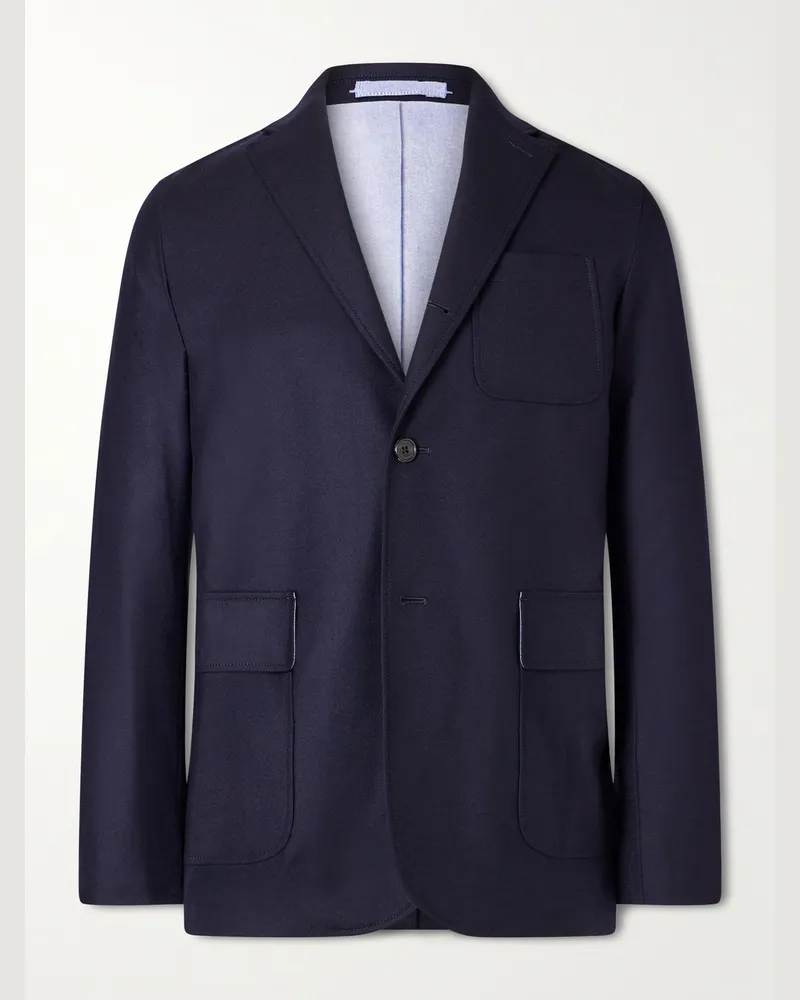 Beams Plus Wool-Blend Flannel Blazer Blue