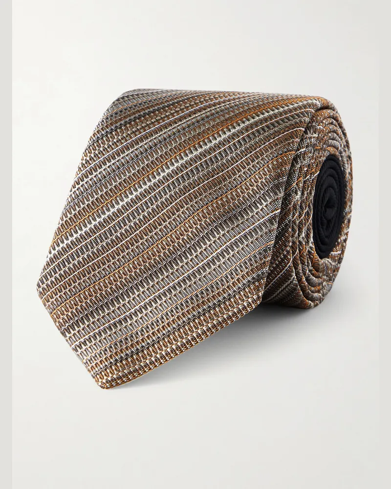 Missoni Krawatte aus gestreiftem Seiden-Jacquard, 7 cm Neutral