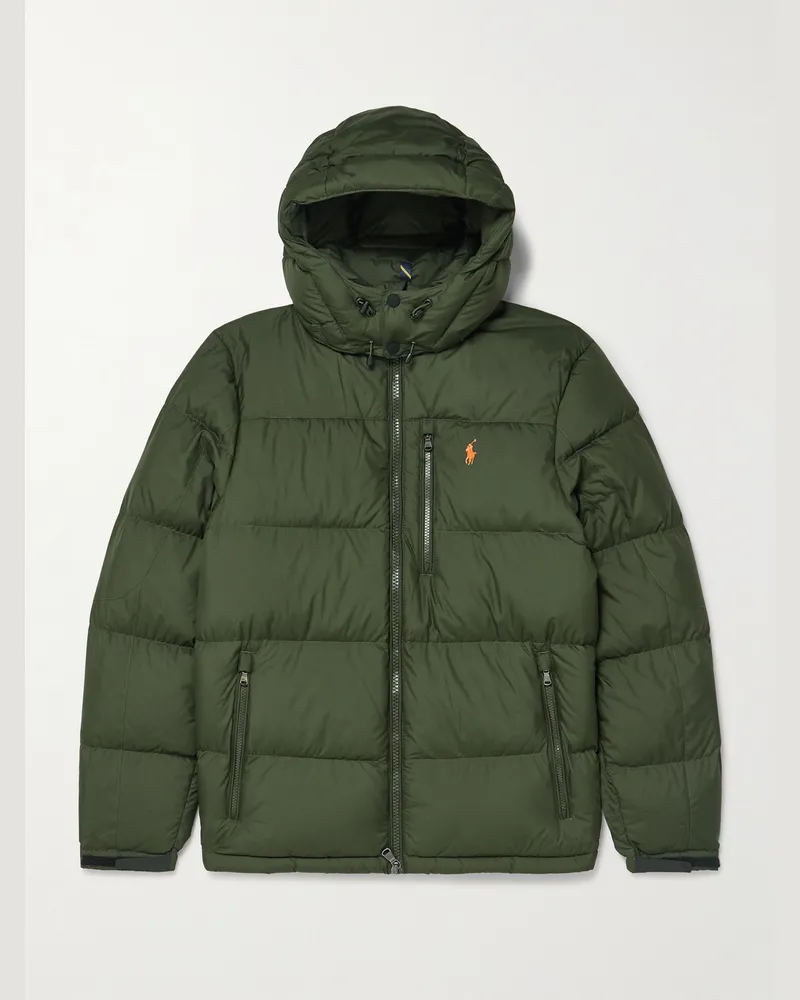 Ralph Lauren Gorham Logo-Embroidered Quilted Recycled-Ripstop Hooded Down Jacket Green