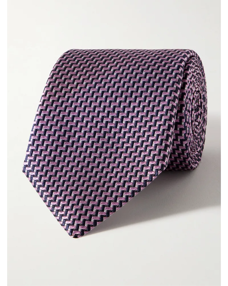 Canali Krawatte aus Seiden-Jacquard, 8 cm Pink