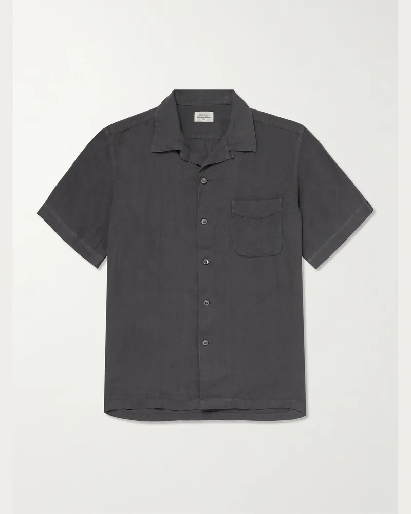 Hartford Palmito Mc Hemd aus Leinen mit wandelbarem Kragen Grau