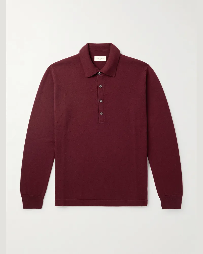 PIACENZA 1733 Schmal geschnittener Pullover aus Kaschmir mit Polokragen Burgunder