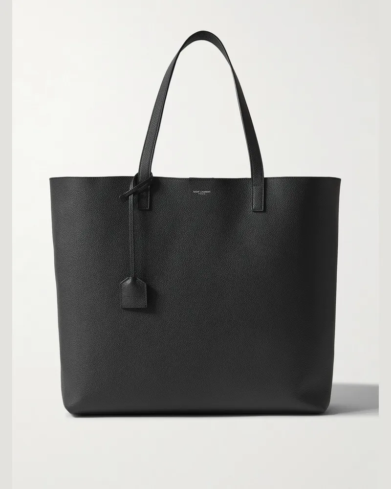 Saint Laurent East/West Large Full-Grain Leather Tote Bag Black