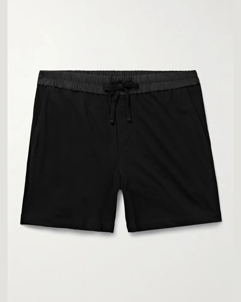 James Perse Schmal geschnittene Shorts aus Baumwoll-Jersey mit Kordelzugbund aus Popeline Schwarz