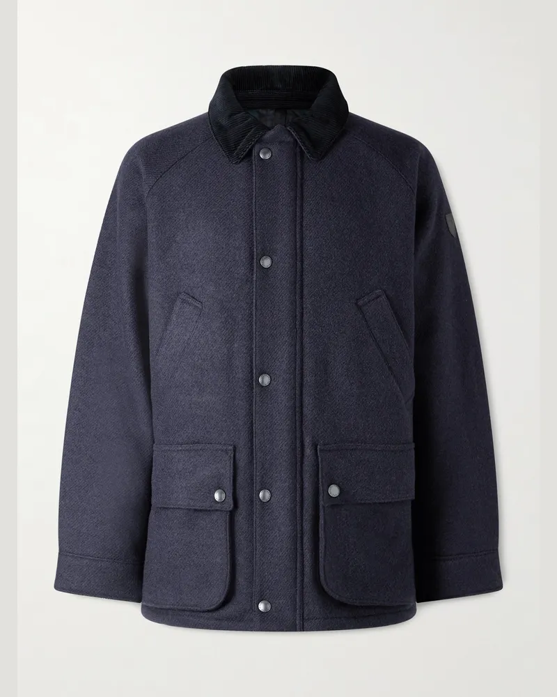 Ralph Lauren Logo-Appliquéd Cotton Corduroy-Trimmed Wool-Twill Jacket Blue