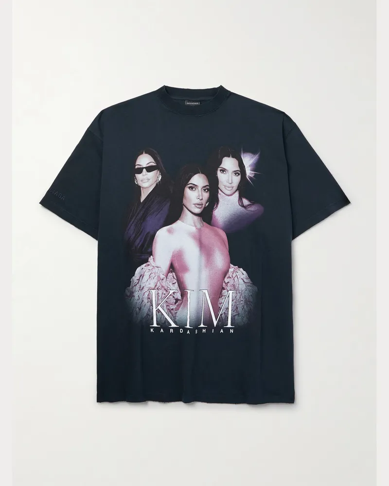 Balenciaga T-Shirt aus Baumwoll-Jersey mit Print Schwarz