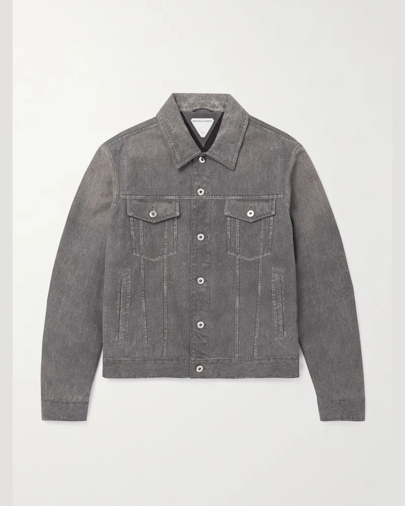 Bottega Veneta Jacke aus bedrucktem Leder Grau